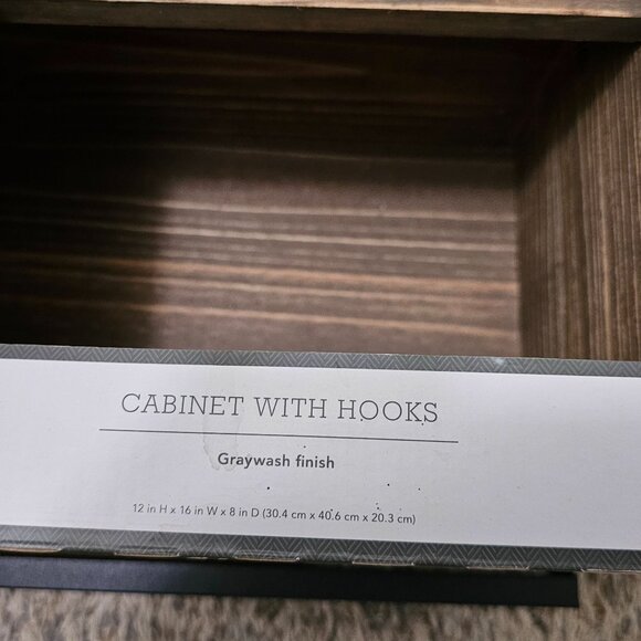 Threshold Cabinet With Hooks Graywash Finish 7.5" H x 16" W x 8" D - Picture 2 of 10